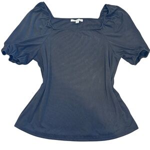 Green Envelope black short balloon sleeve top size M